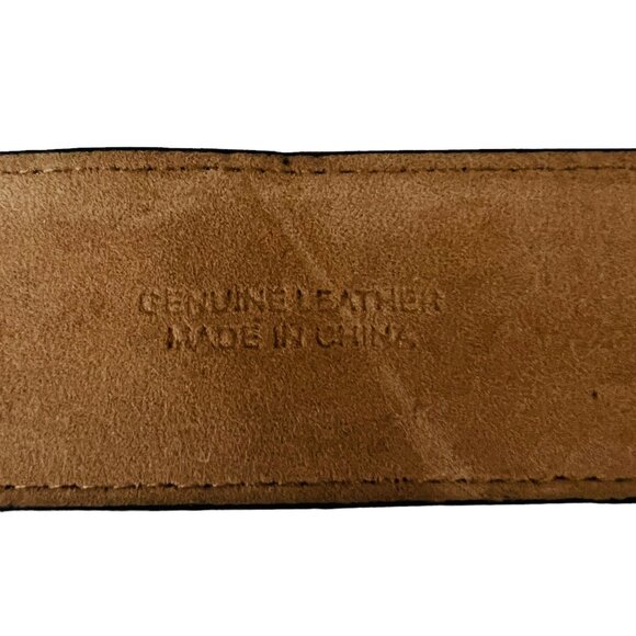 Ann Taylor Black Leather Dual Ring Belt Womens Large Silver Buckle & Design - Picture 13 of 14